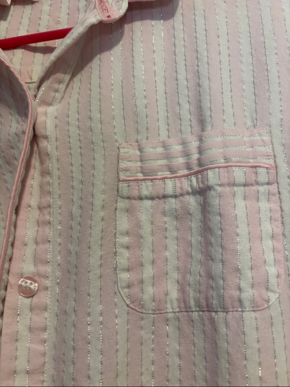 Victoria's Secret Pink & White Striped pajama Set with Silver Accents L - Picture 4 of 7